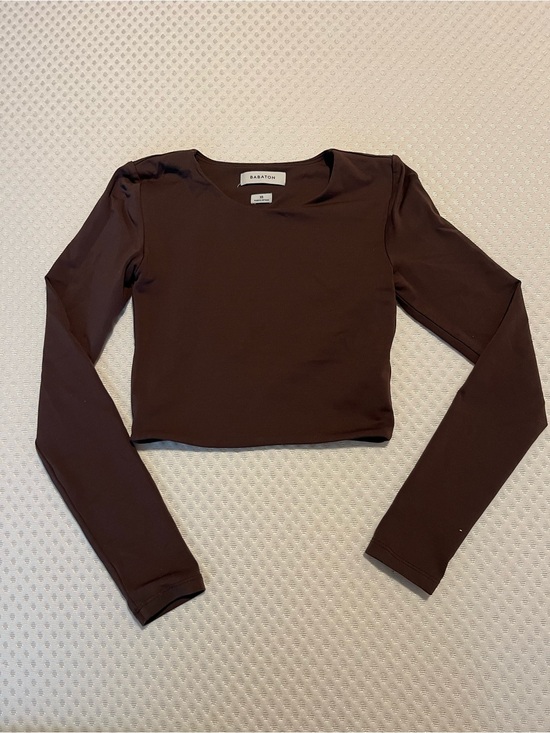 Babaton Tops - Babaton Chocolate Brown Long-Sleeve Crop Top